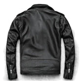 HERREN CASUAL OUT-FIT SCHWARZE BIKER-JACKE AUS RINDSLEDER